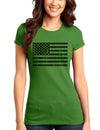 Distressed Black and White American Flag Juniors T-Shirt-Womens Juniors T-Shirt-TooLoud-Kiwi-Green-Small-Davson Sales