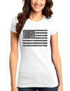 Distressed Black and White American Flag Juniors T-Shirt-Womens Juniors T-Shirt-TooLoud-White-Small-Davson Sales