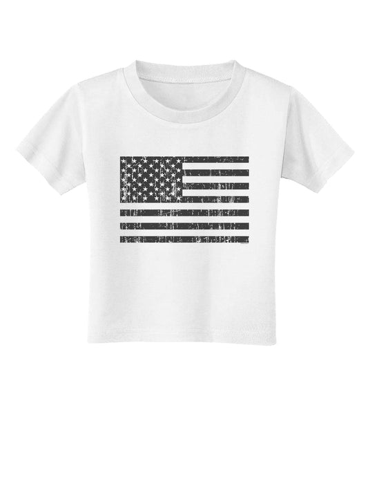 Distressed Black and White American Flag Toddler T-Shirt-Toddler T-Shirt-TooLoud-White-2T-Davson Sales