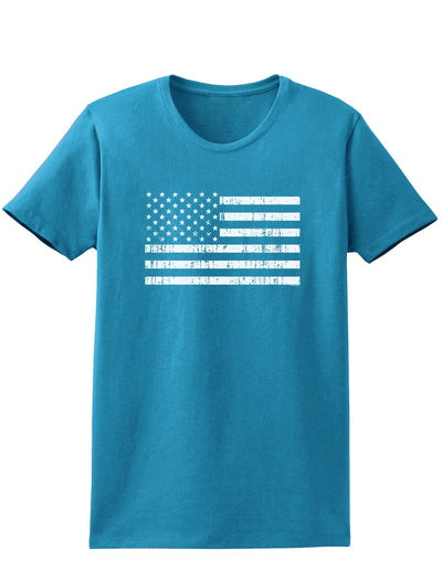 Distressed Black and White American Flag Womens Dark T-Shirt-TooLoud-Turquoise-X-Small-Davson Sales