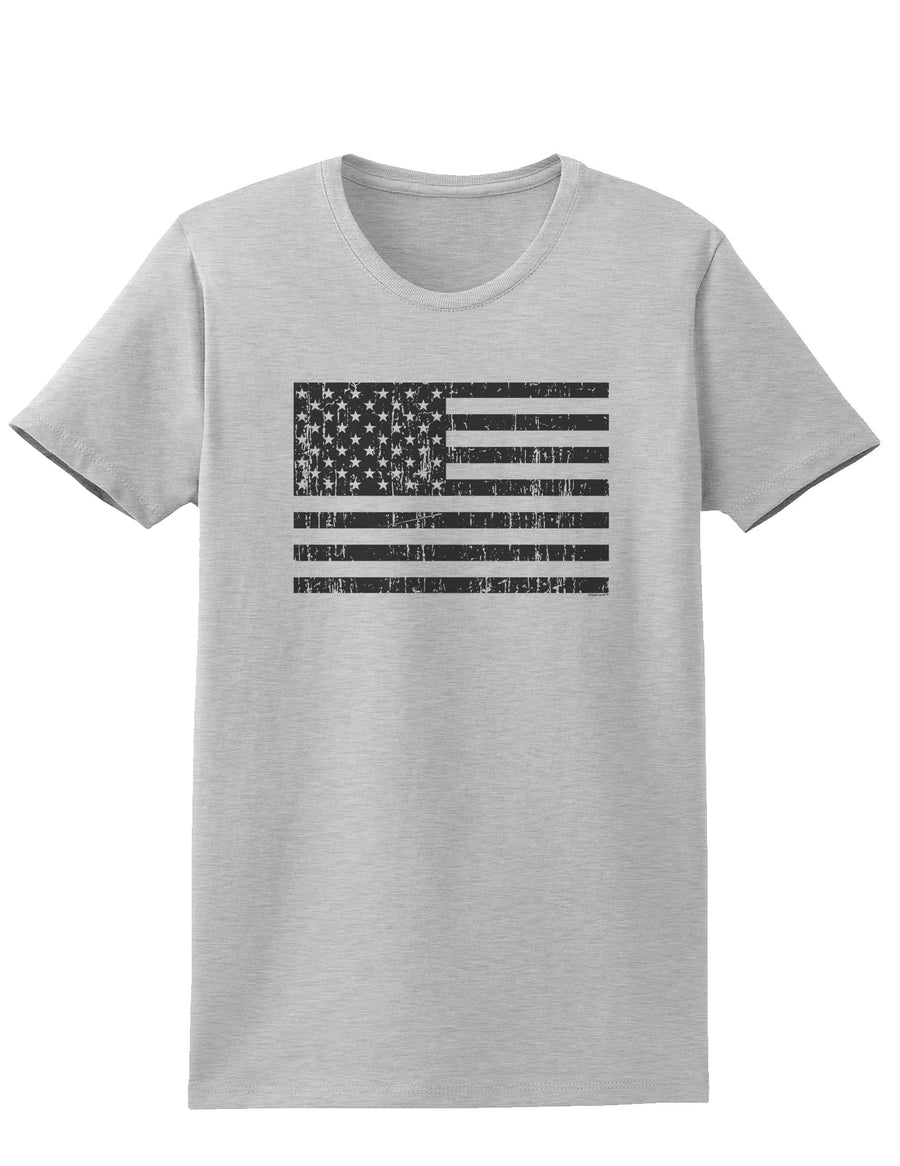 Distressed Black and White American Flag Womens T-Shirt-Womens T-Shirt-TooLoud-White-X-Small-Davson Sales