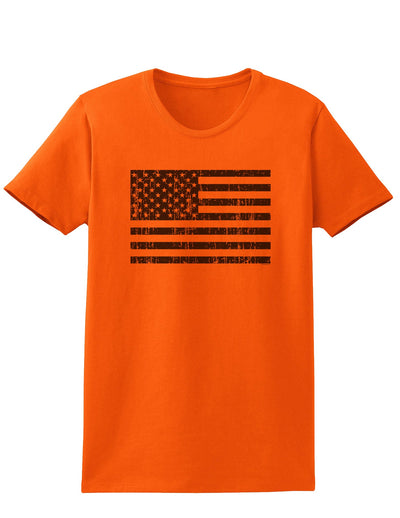 Distressed Black and White American Flag Womens T-Shirt-Womens T-Shirt-TooLoud-Orange-X-Small-Davson Sales