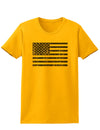 Distressed Black and White American Flag Womens T-Shirt-Womens T-Shirt-TooLoud-Gold-X-Small-Davson Sales