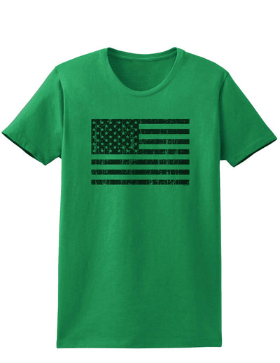 Distressed Black and White American Flag Womens T-Shirt-Womens T-Shirt-TooLoud-Kelly-Green-X-Small-Davson Sales