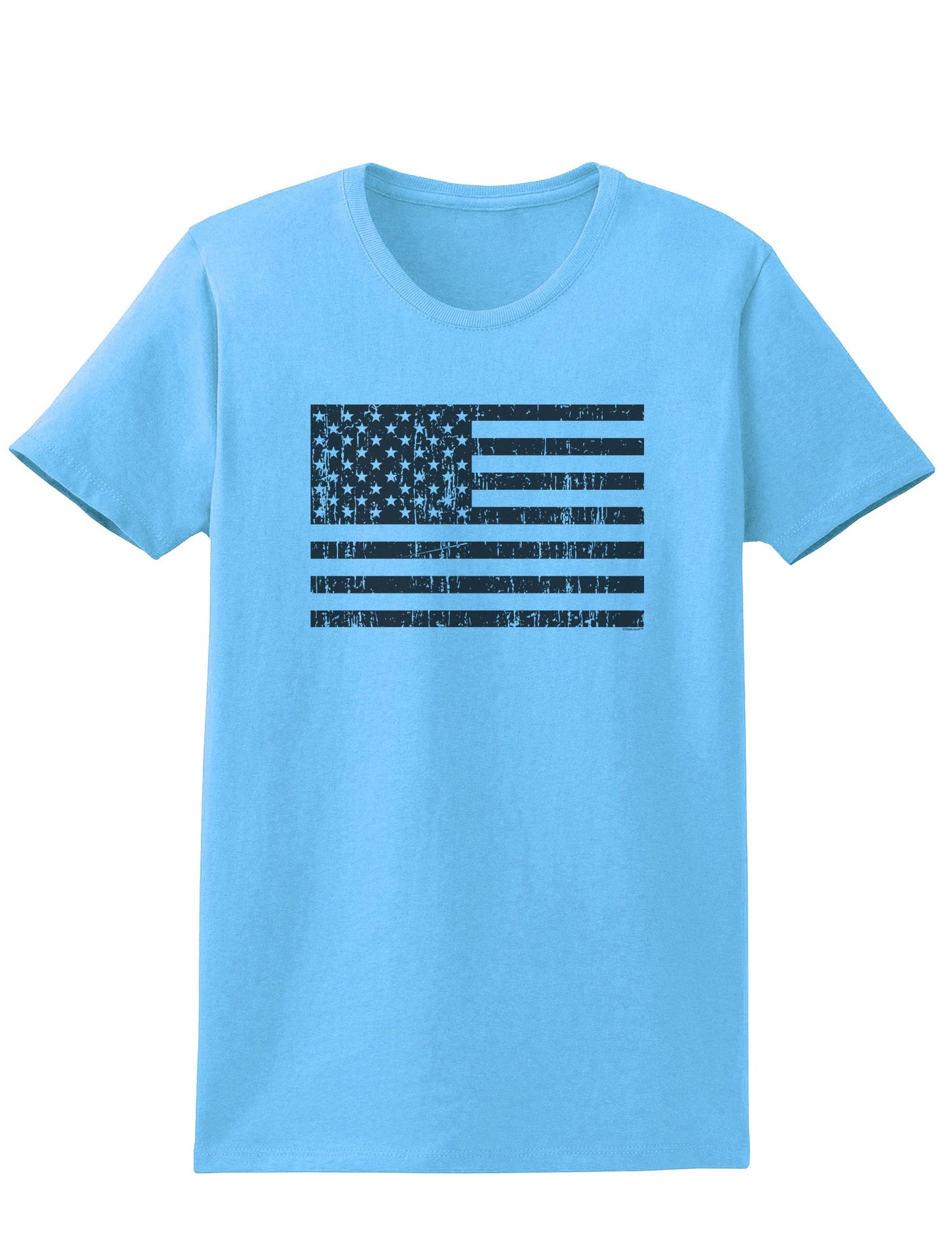 Distressed Black and White American Flag Womens T-Shirt-Womens T-Shirt-TooLoud-Aquatic-Blue-X-Small-Davson Sales