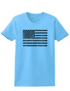 Distressed Black and White American Flag Womens T-Shirt-Womens T-Shirt-TooLoud-Aquatic-Blue-X-Small-Davson Sales