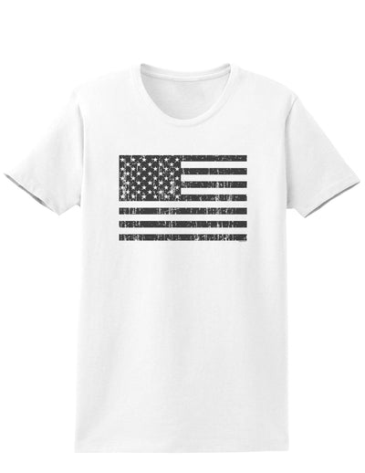 Distressed Black and White American Flag Womens T-Shirt-Womens T-Shirt-TooLoud-White-X-Small-Davson Sales