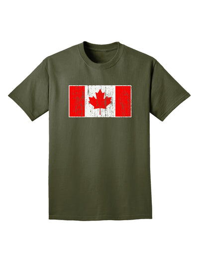 Distressed Canadian Flag Maple Leaf Adult Dark T-Shirt-Mens T-Shirt-TooLoud-Military-Green-Small-Davson Sales