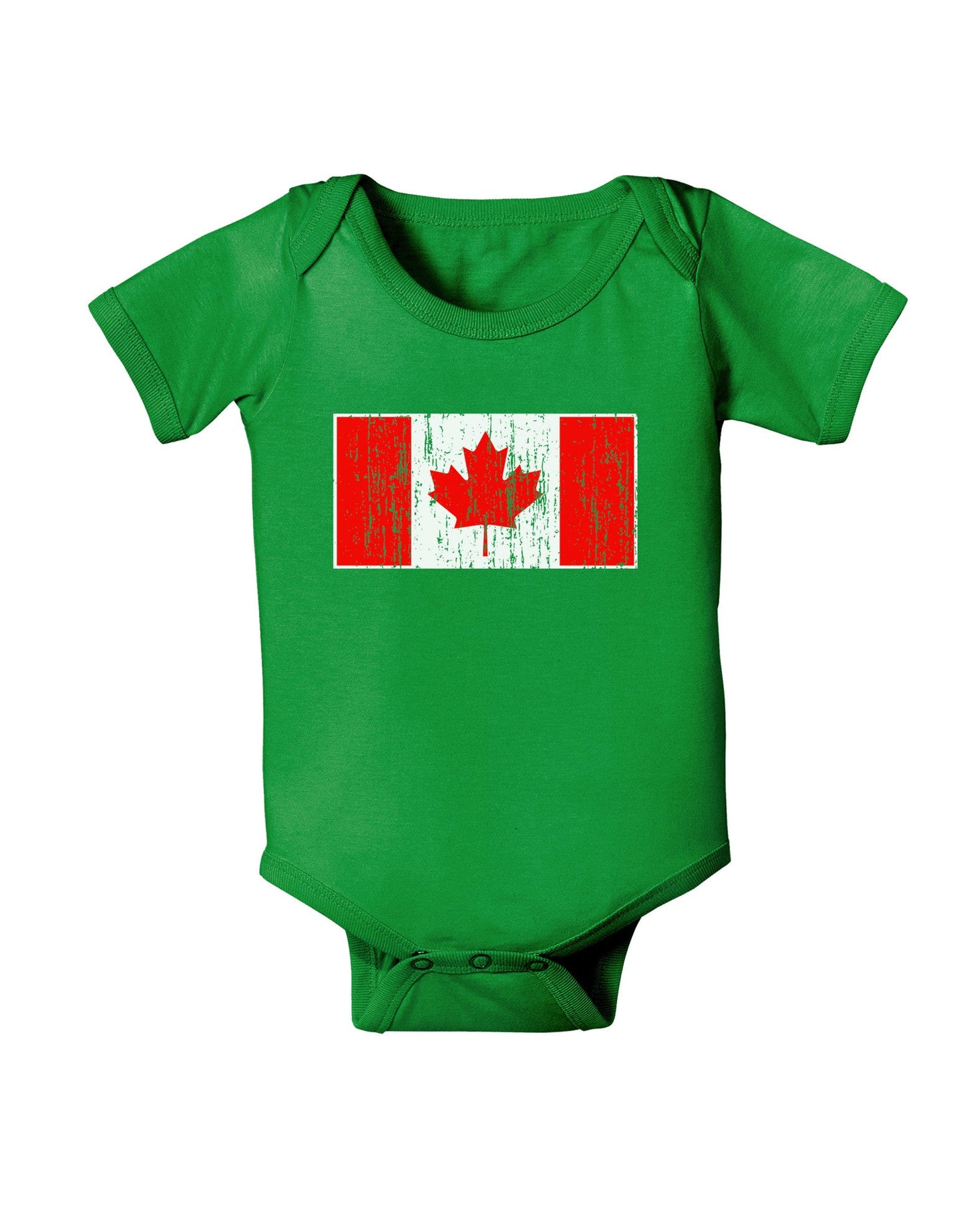 Distressed Canadian Flag Maple Leaf Baby Romper Bodysuit Dark-Baby Romper-TooLoud-Clover-Green-06-Months-Davson Sales