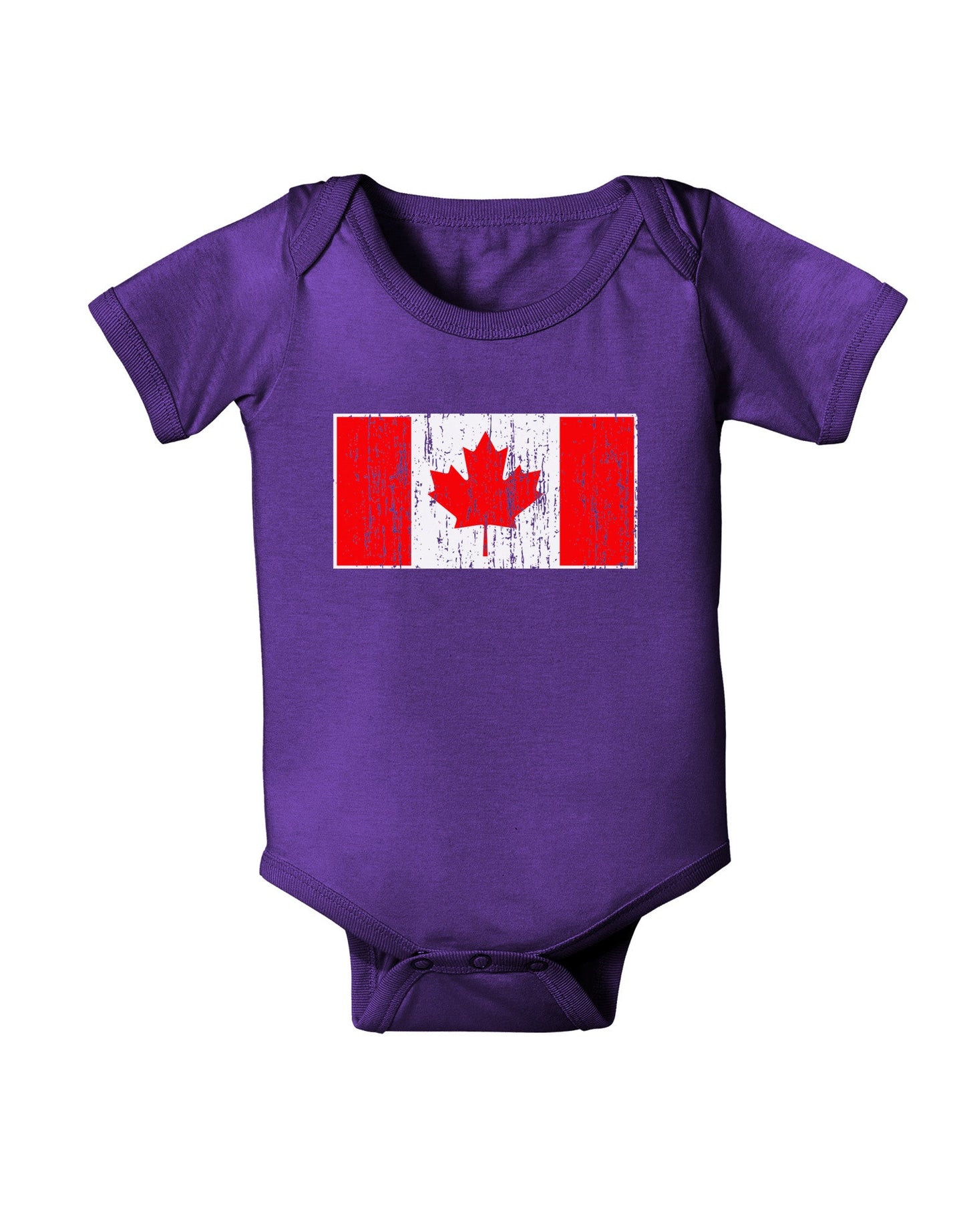 Distressed Canadian Flag Maple Leaf Baby Romper Bodysuit Dark-Baby Romper-TooLoud-Purple-06-Months-Davson Sales