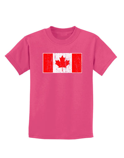 Distressed Canadian Flag Maple Leaf Childrens Dark T-Shirt-Childrens T-Shirt-TooLoud-Sangria-X-Small-Davson Sales