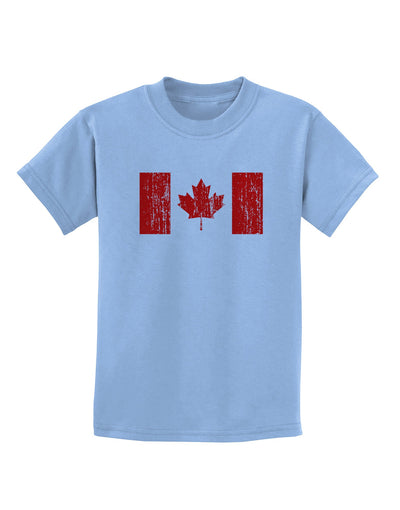 Distressed Canadian Flag Maple Leaf Childrens T-Shirt-Childrens T-Shirt-TooLoud-Light-Blue-X-Small-Davson Sales