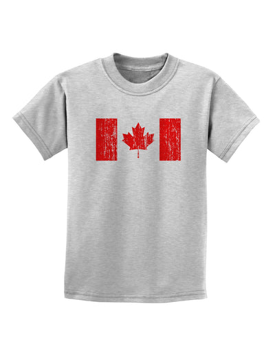 Distressed Canadian Flag Maple Leaf Childrens T-Shirt-Childrens T-Shirt-TooLoud-AshGray-X-Small-Davson Sales