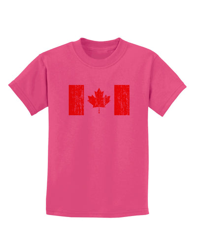 Distressed Canadian Flag Maple Leaf Childrens T-Shirt-Childrens T-Shirt-TooLoud-Sangria-X-Small-Davson Sales
