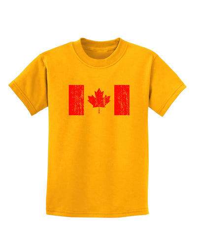 Distressed Canadian Flag Maple Leaf Childrens T-Shirt-Childrens T-Shirt-TooLoud-Gold-X-Small-Davson Sales