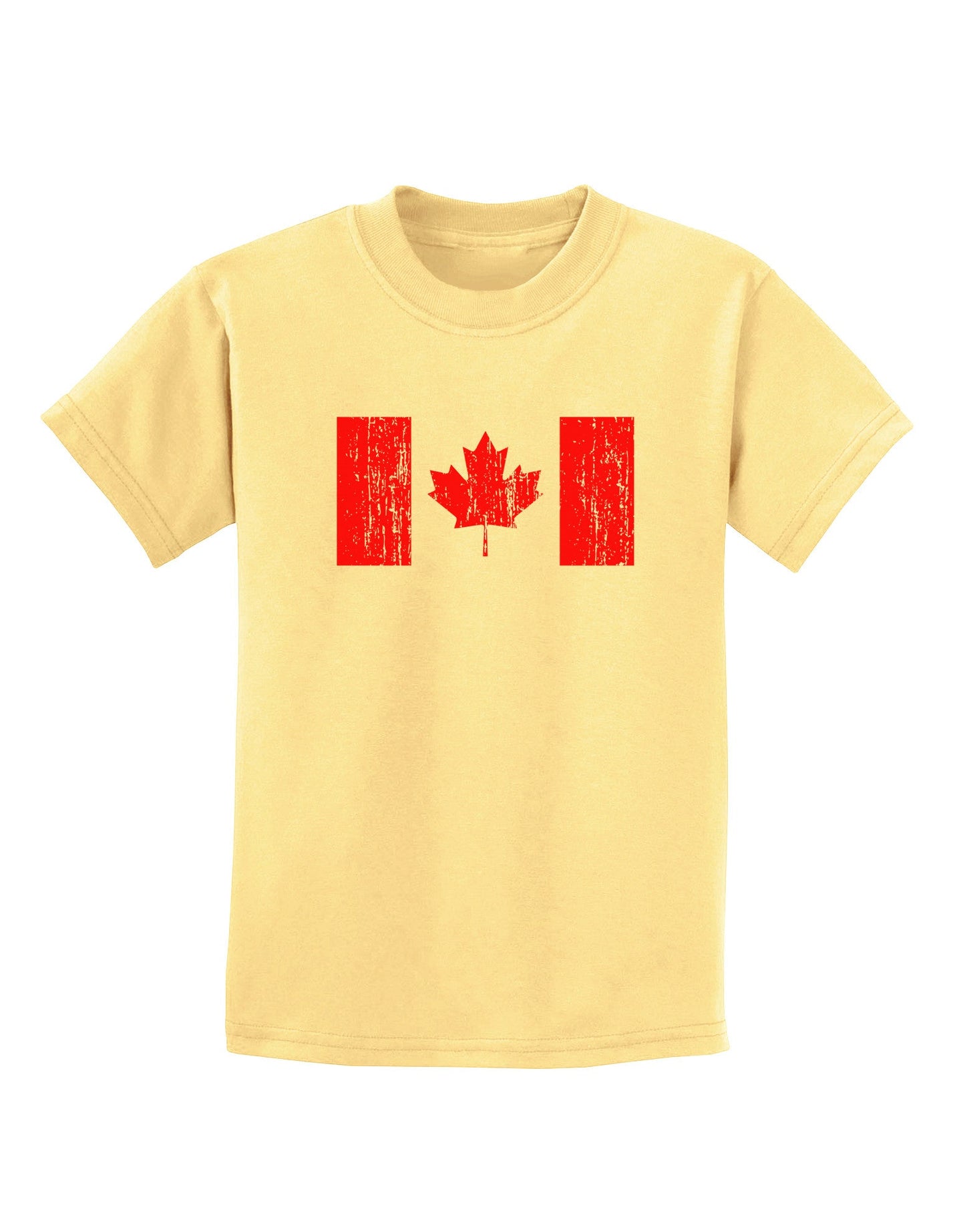 Distressed Canadian Flag Maple Leaf Childrens T-Shirt-Childrens T-Shirt-TooLoud-Daffodil-Yellow-X-Small-Davson Sales