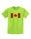 Distressed Canadian Flag Maple Leaf Childrens T-Shirt-Childrens T-Shirt-TooLoud-Lime-Green-X-Small-Davson Sales