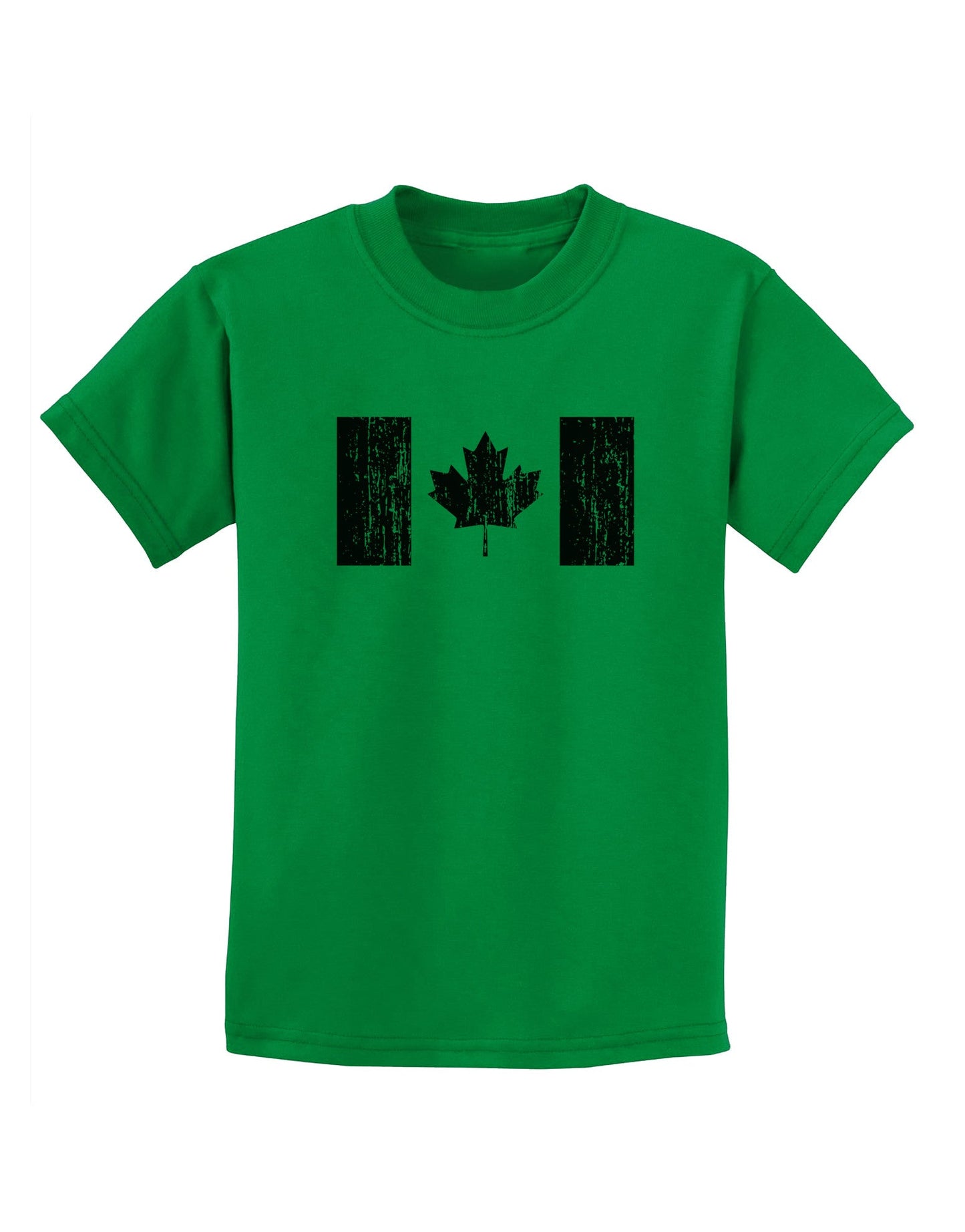 Distressed Canadian Flag Maple Leaf Childrens T-Shirt-Childrens T-Shirt-TooLoud-Kelly-Green-X-Small-Davson Sales