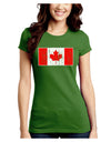 Distressed Canadian Flag Maple Leaf Juniors Crew Dark T-Shirt-T-Shirts Juniors Tops-TooLoud-Kiwi-Green-Juniors Fitted Small-Davson Sales