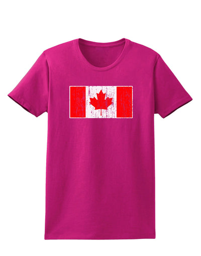 Distressed Canadian Flag Maple Leaf Womens Dark T-Shirt-TooLoud-Hot-Pink-Small-Davson Sales