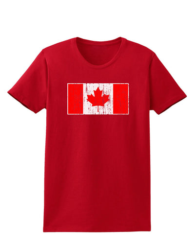 Distressed Canadian Flag Maple Leaf Womens Dark T-Shirt-TooLoud-Red-X-Small-Davson Sales