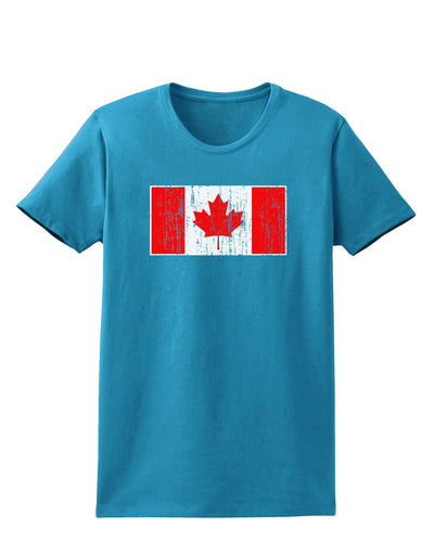 Distressed Canadian Flag Maple Leaf Womens Dark T-Shirt-TooLoud-Turquoise-X-Small-Davson Sales