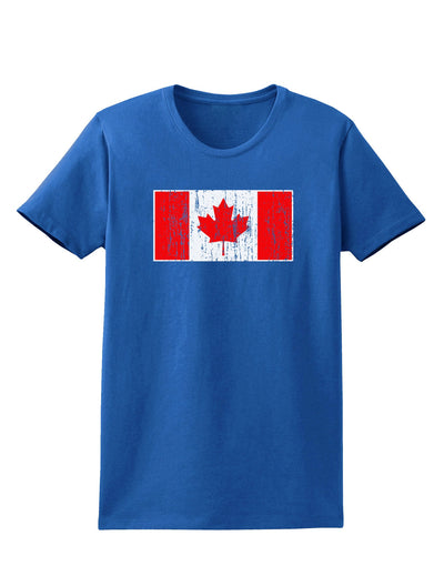 Distressed Canadian Flag Maple Leaf Womens Dark T-Shirt-TooLoud-Royal-Blue-X-Small-Davson Sales