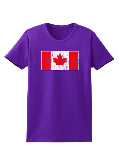 Distressed Canadian Flag Maple Leaf Womens Dark T-Shirt-TooLoud-Purple-X-Small-Davson Sales