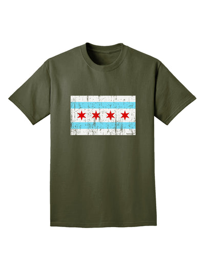 Distressed Chicago Flag Design Adult Dark T-Shirt by TooLoud-Mens T-Shirt-TooLoud-Military-Green-Small-Davson Sales