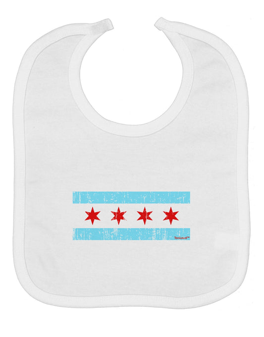 Distressed Chicago Flag Design Baby Bib by TooLoud