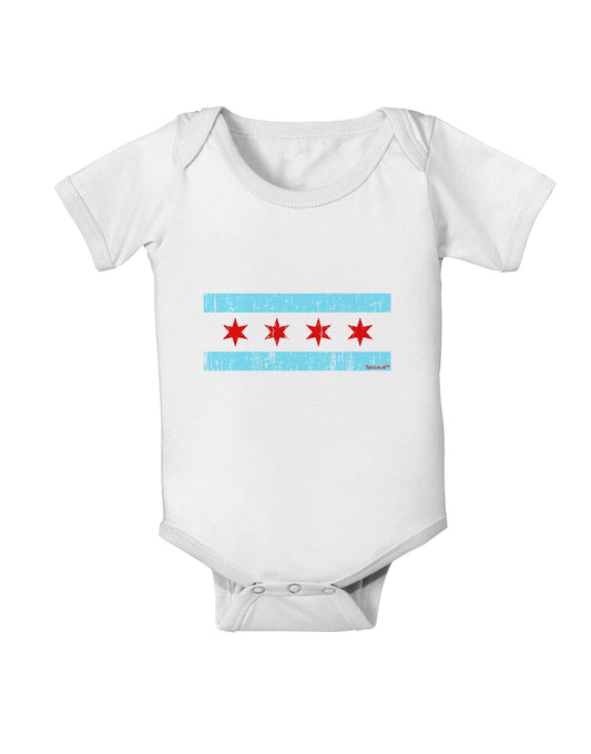 Distressed Chicago Flag Design Baby Romper Bodysuit by TooLoud-Baby Romper-TooLoud-White-06-Months-Davson Sales