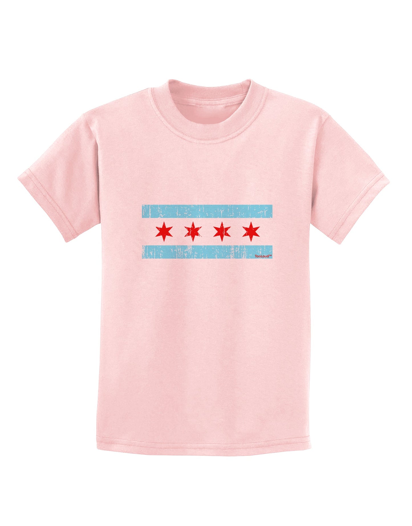 Distressed Chicago Flag Design Childrens T-Shirt by TooLoud-Childrens T-Shirt-TooLoud-PalePink-X-Small-Davson Sales