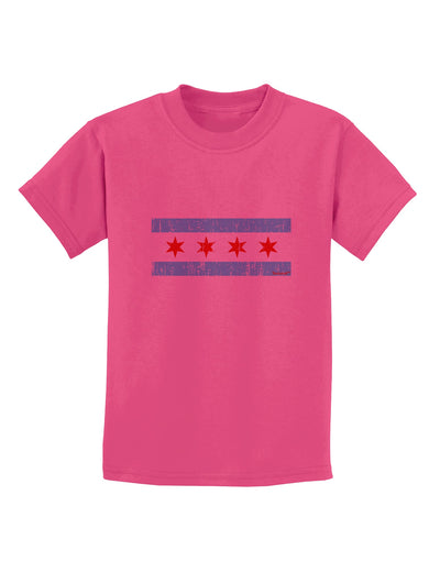 Distressed Chicago Flag Design Childrens T-Shirt by TooLoud-Childrens T-Shirt-TooLoud-Sangria-X-Small-Davson Sales