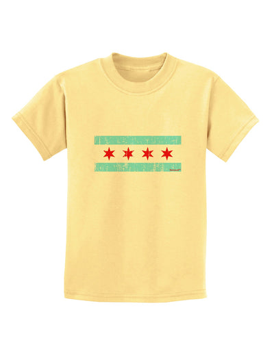 Distressed Chicago Flag Design Childrens T-Shirt by TooLoud-Childrens T-Shirt-TooLoud-Daffodil-Yellow-X-Small-Davson Sales