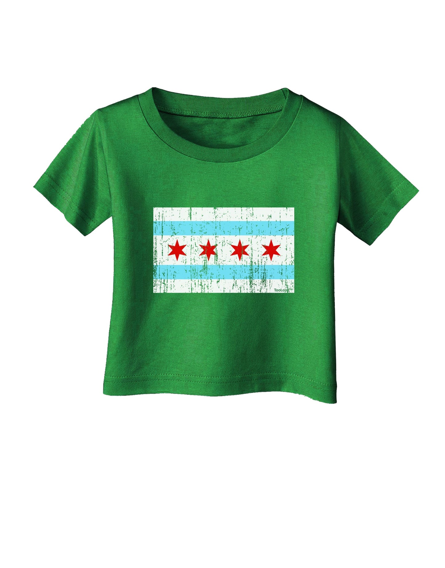 Distressed Chicago Flag Design Infant T-Shirt Dark by TooLoud-Infant T-Shirt-TooLoud-Clover-Green-06-Months-Davson Sales