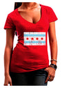 Distressed Chicago Flag Design Juniors V-Neck Dark T-Shirt by TooLoud-Womens V-Neck T-Shirts-TooLoud-Red-Juniors Fitted Small-Davson Sales