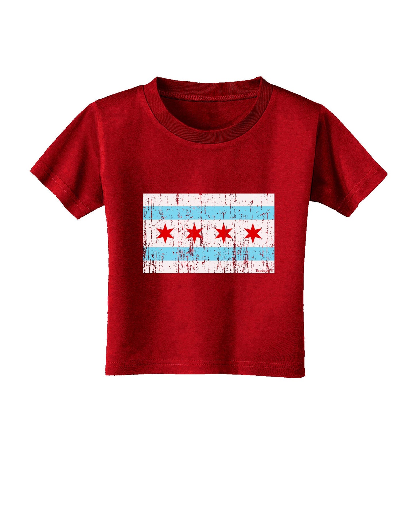 Distressed Chicago Flag Design Toddler T-Shirt Dark by TooLoud-Toddler T-Shirt-TooLoud-Red-2T-Davson Sales