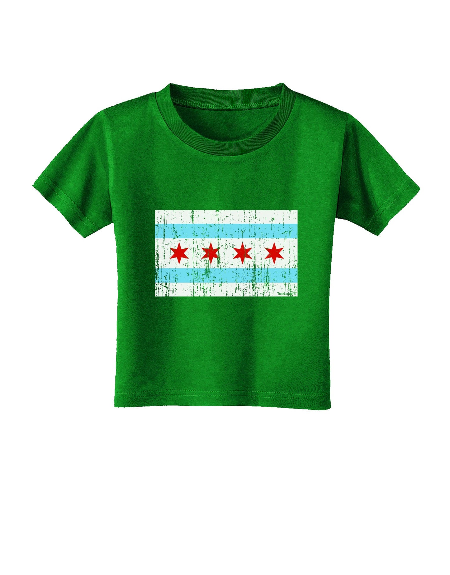 Distressed Chicago Flag Design Toddler T-Shirt Dark by TooLoud-Toddler T-Shirt-TooLoud-Clover-Green-2T-Davson Sales
