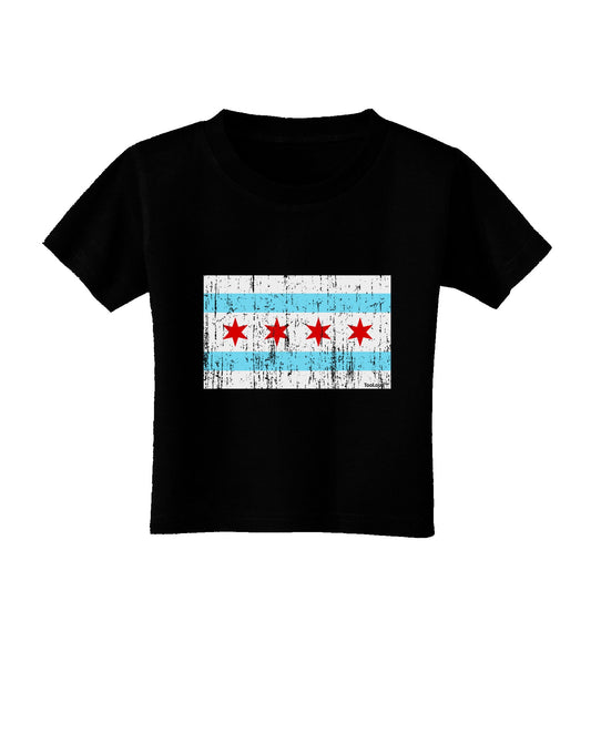 Distressed Chicago Flag Design Toddler T-Shirt Dark by TooLoud-Toddler T-Shirt-TooLoud-Black-2T-Davson Sales