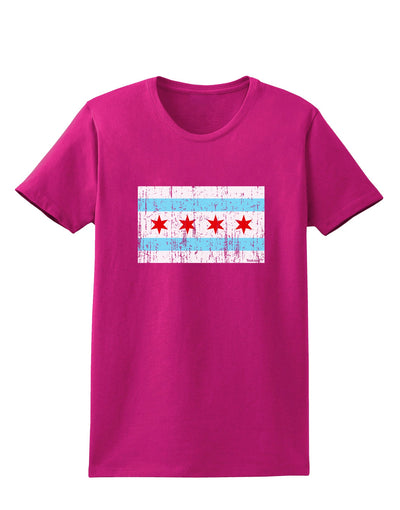 Distressed Chicago Flag Design Womens Dark T-Shirt by TooLoud-Womens T-Shirt-TooLoud-Hot-Pink-Small-Davson Sales