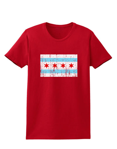 Distressed Chicago Flag Design Womens Dark T-Shirt by TooLoud-Womens T-Shirt-TooLoud-Red-X-Small-Davson Sales