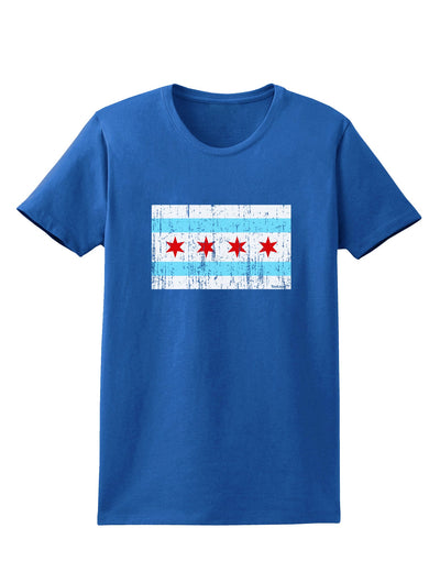 Distressed Chicago Flag Design Womens Dark T-Shirt by TooLoud-Womens T-Shirt-TooLoud-Royal-Blue-X-Small-Davson Sales