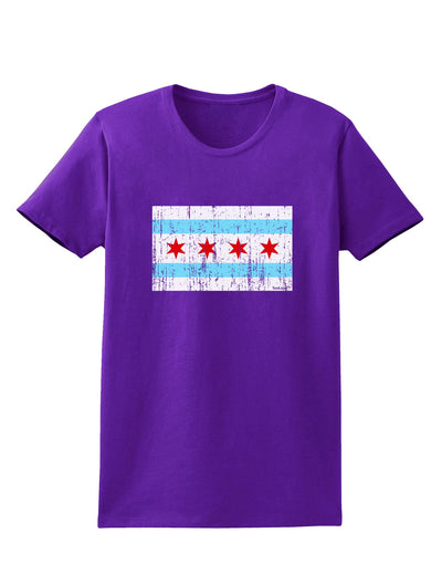 Distressed Chicago Flag Design Womens Dark T-Shirt by TooLoud-Womens T-Shirt-TooLoud-Purple-X-Small-Davson Sales