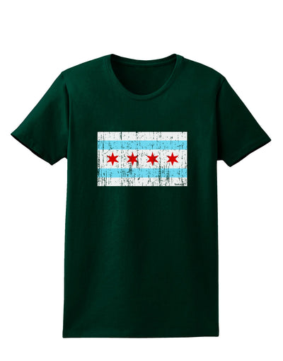 Distressed Chicago Flag Design Womens Dark T-Shirt by TooLoud-Womens T-Shirt-TooLoud-Forest-Green-Small-Davson Sales