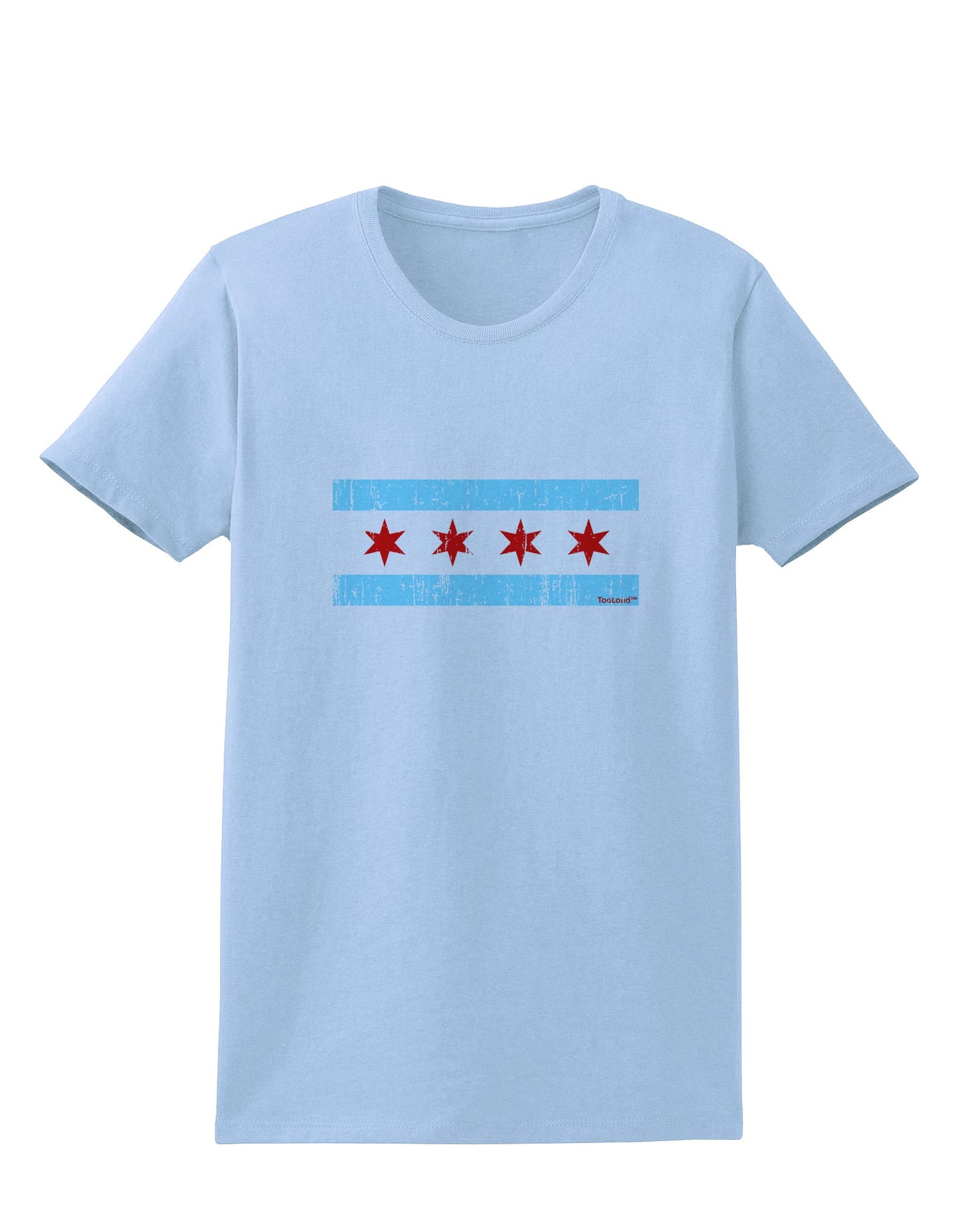 Distressed Chicago Flag Design Womens T-Shirt by TooLoud-Womens T-Shirt-TooLoud-Light-Blue-X-Small-Davson Sales