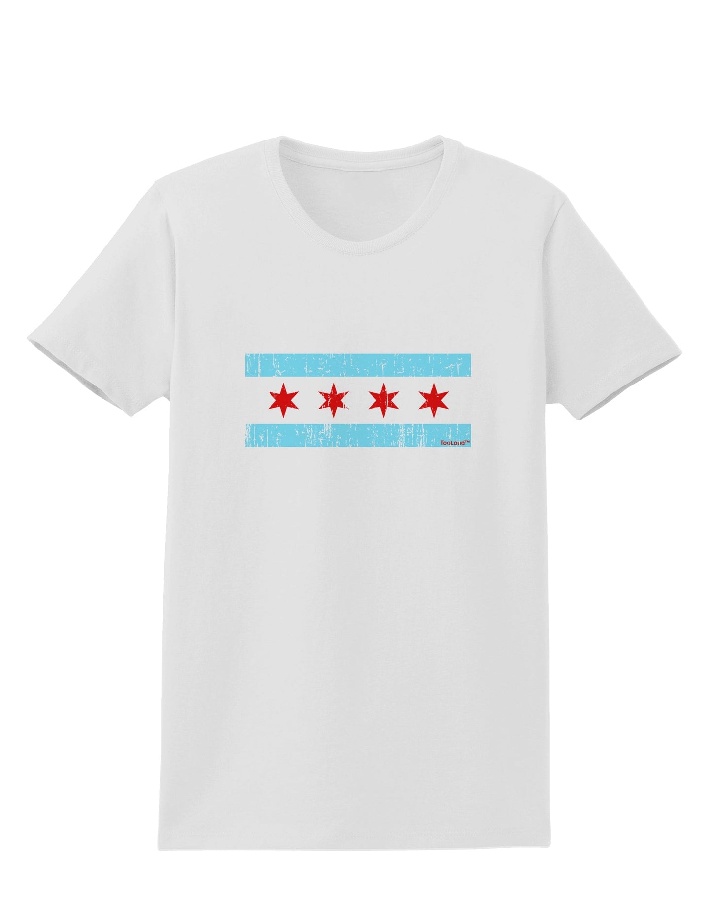 Distressed Chicago Flag Design Womens T-Shirt by TooLoud-Womens T-Shirt-TooLoud-White-X-Small-Davson Sales
