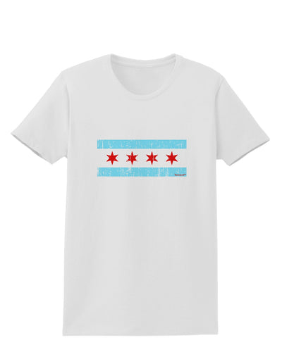 Distressed Chicago Flag Design Womens T-Shirt by TooLoud-Womens T-Shirt-TooLoud-White-X-Small-Davson Sales