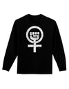 Distressed Feminism Symbol Adult Long Sleeve Dark T-Shirt-TooLoud-Black-Small-Davson Sales