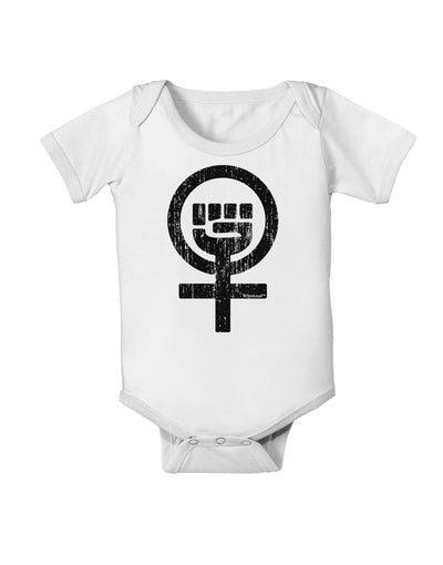 Distressed Feminism Symbol Baby Romper Bodysuit-Baby Romper-TooLoud-White-06-Months-Davson Sales