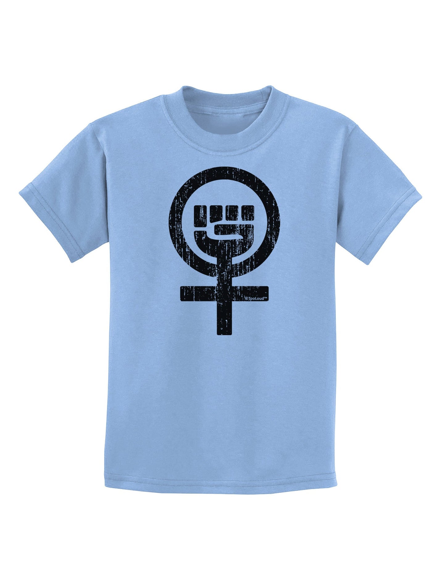 Distressed Feminism Symbol Childrens T-Shirt-Childrens T-Shirt-TooLoud-Light-Blue-X-Small-Davson Sales